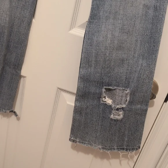 Z. Cavaricci Blue Flare Jeans with Distressed Patches - Picture 8 of 12